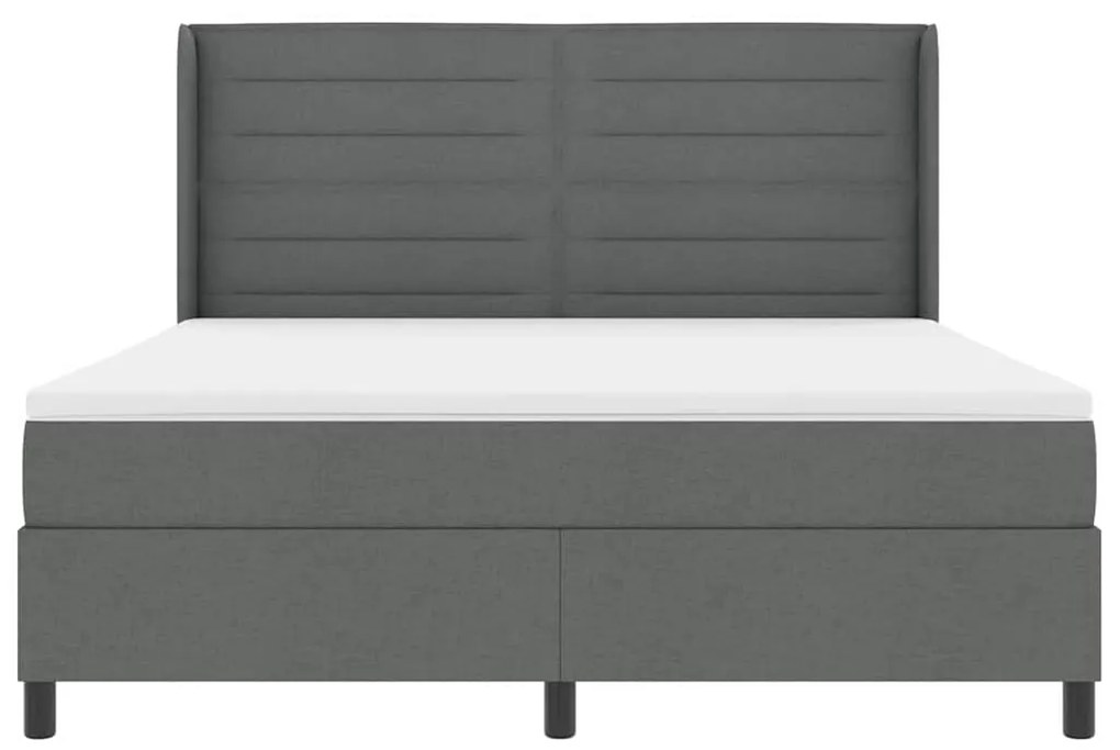 Cama Box com colchão e LED cinza escuro 180x200 cm tecido.