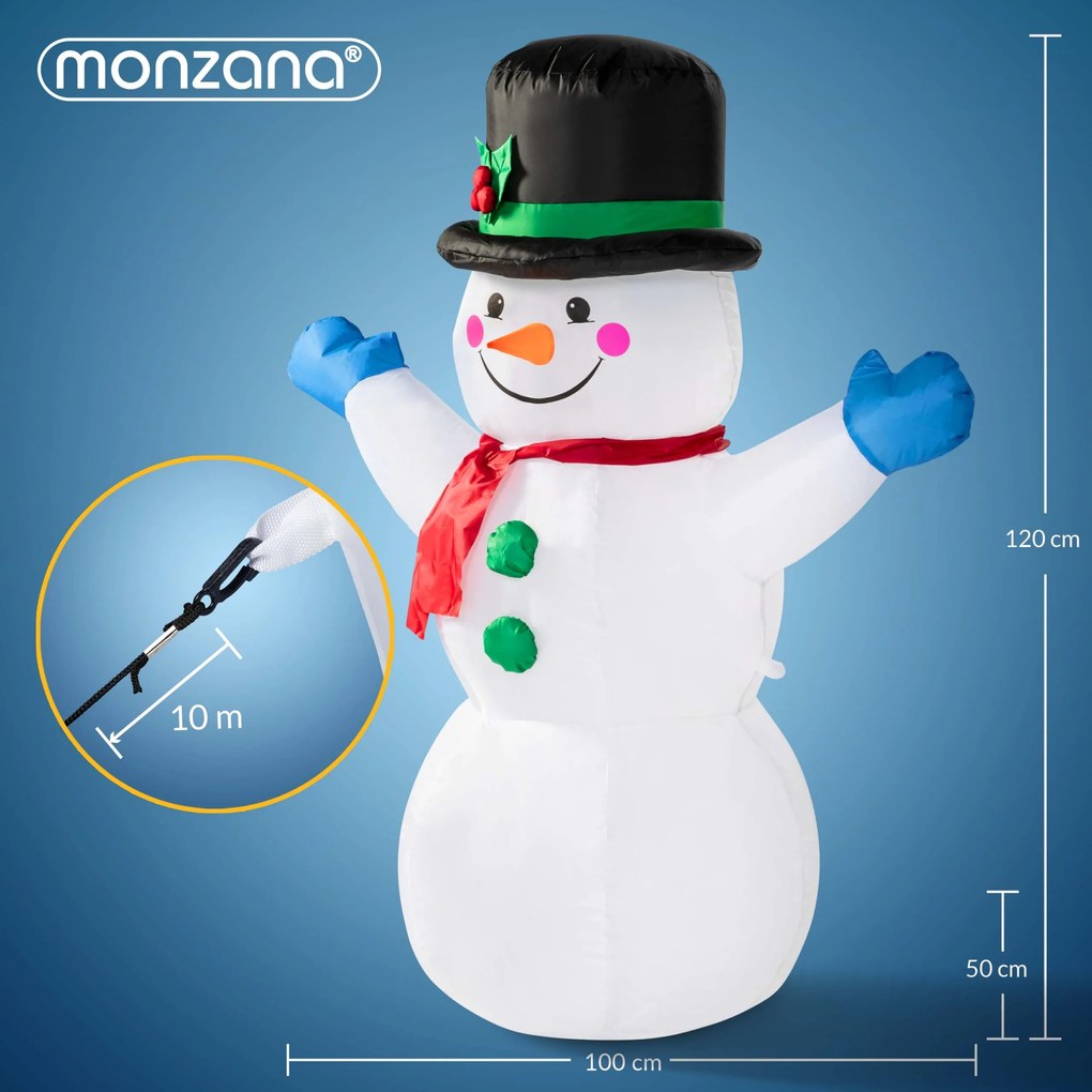 Boneco de neve insuflável XL iluminado 120 x 100 x 50 cm Branco