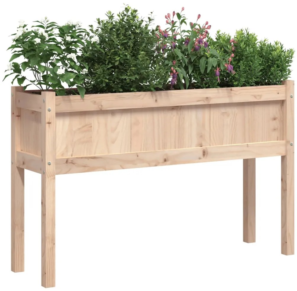 Vaso/floreira de jardim com pernas 110x31x70 cm pinho maciço