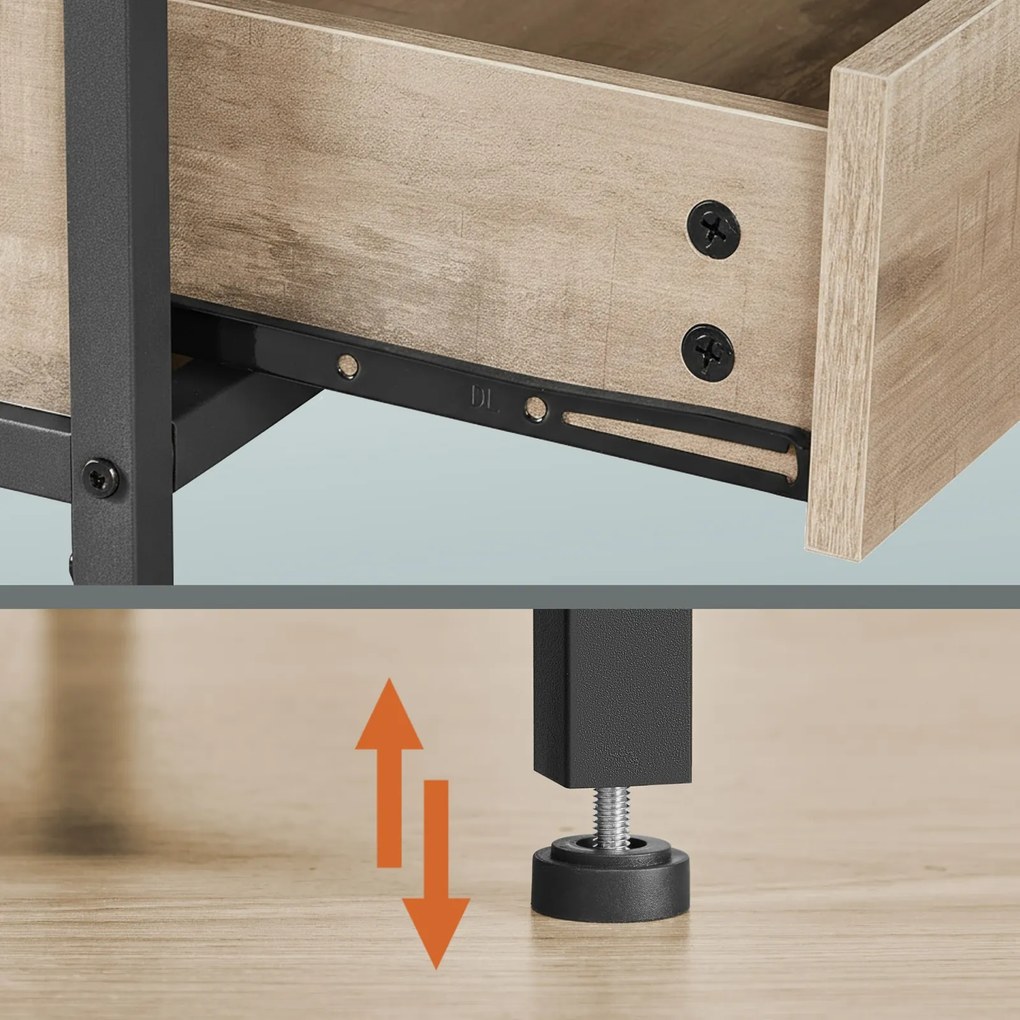 Mesa de centro com altura ajustável 50 x 120 x (48-63) cm com gavetas Castanho camelo-Preto