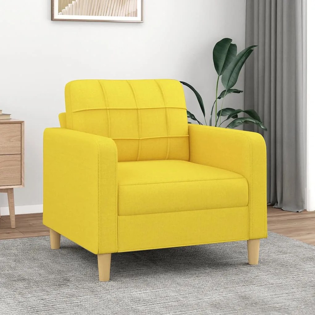 359080 vidaXL Poltrona 60 cm tecido amarelo-claro