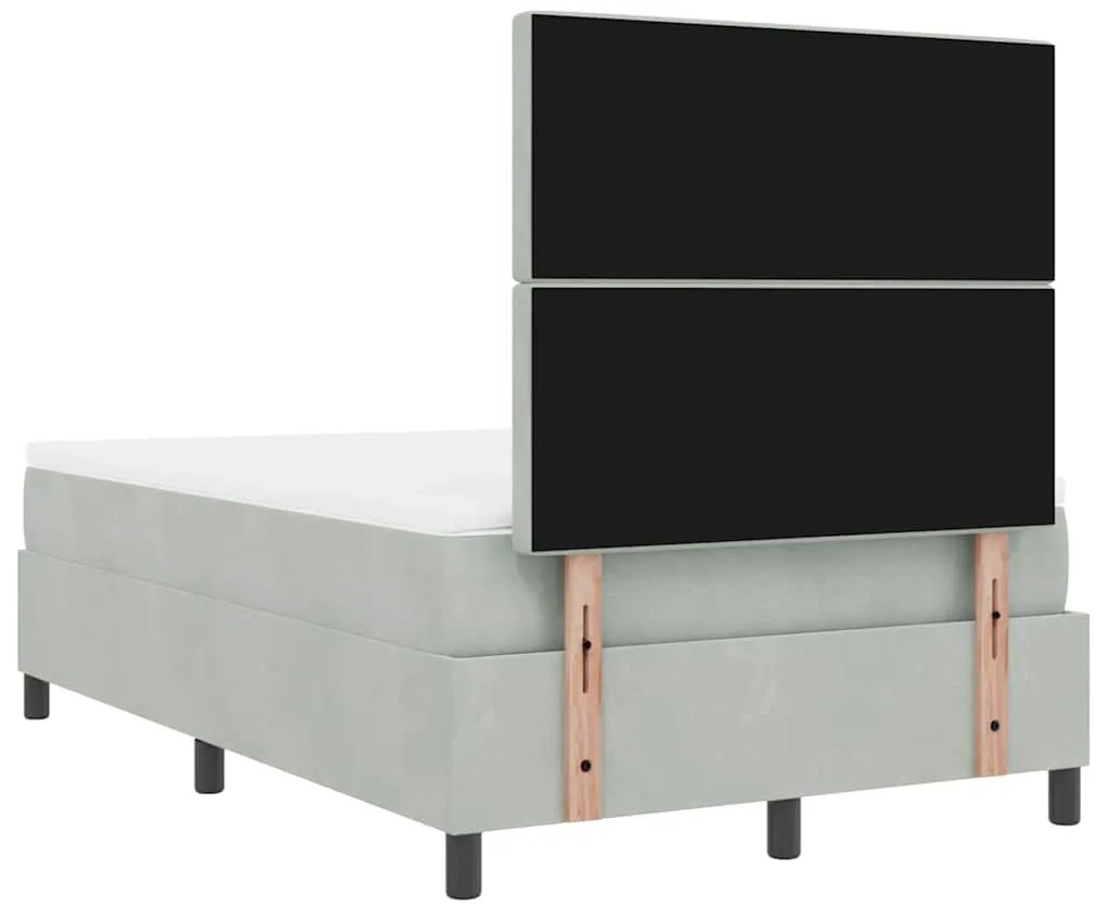 Cama Box com Colchão vidaXL Cinza Claro Pequena Dobrada Veludo