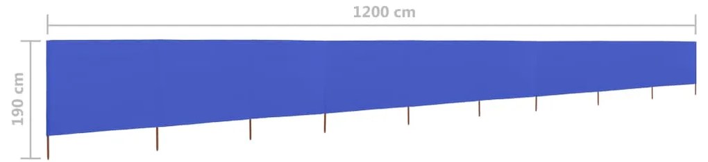 Para-vento com 9 painéis em tecido 1200x160 cm azul-ciano