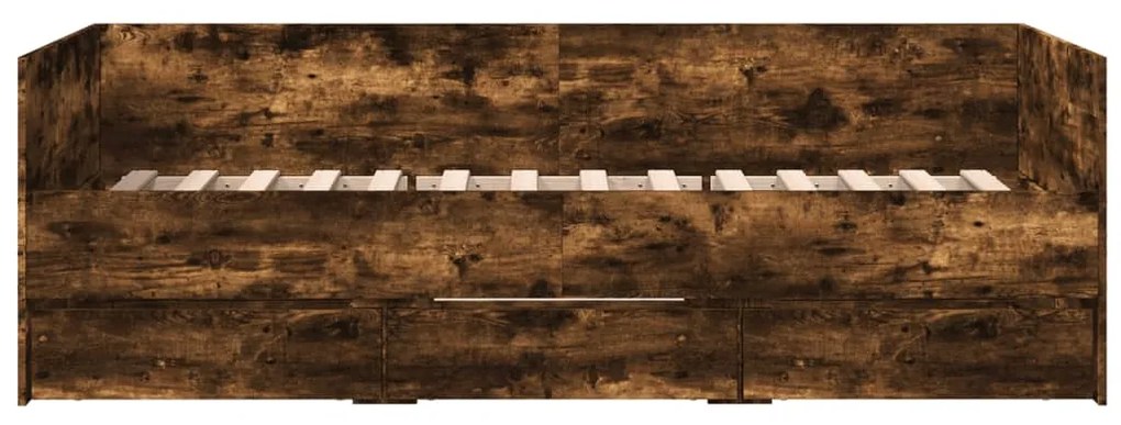 Sofá-cama com gavetas sem colchão 90x200 cm carvalho fumado