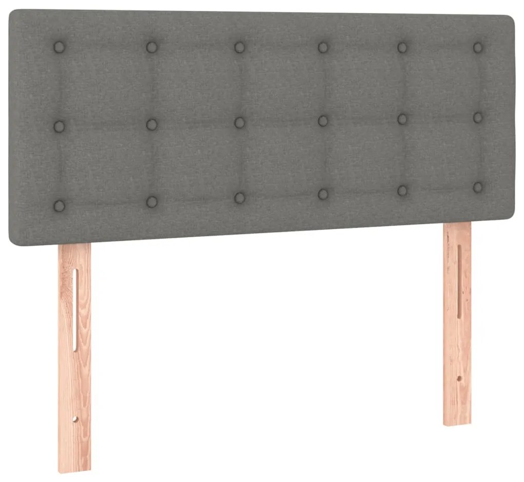 Cama box spring c/ colchão e LED 120x190 cm tecido cinza-escuro