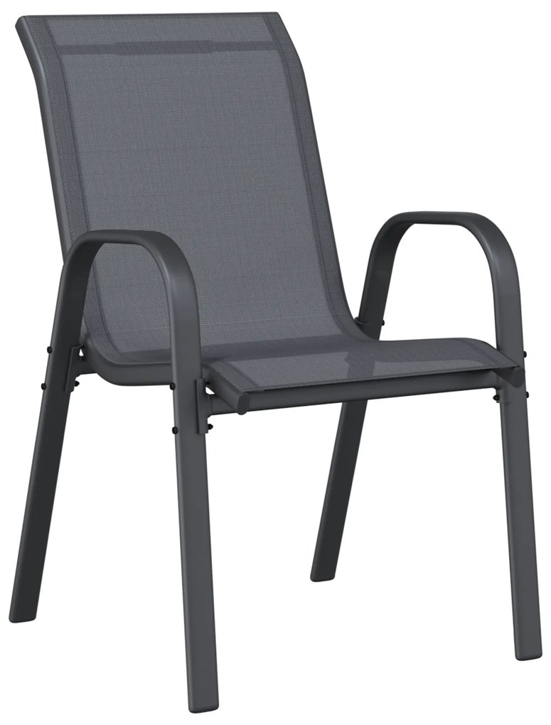 Conjunto Bistro de Jardim de 3 Peças Cinza Textilene e Aço