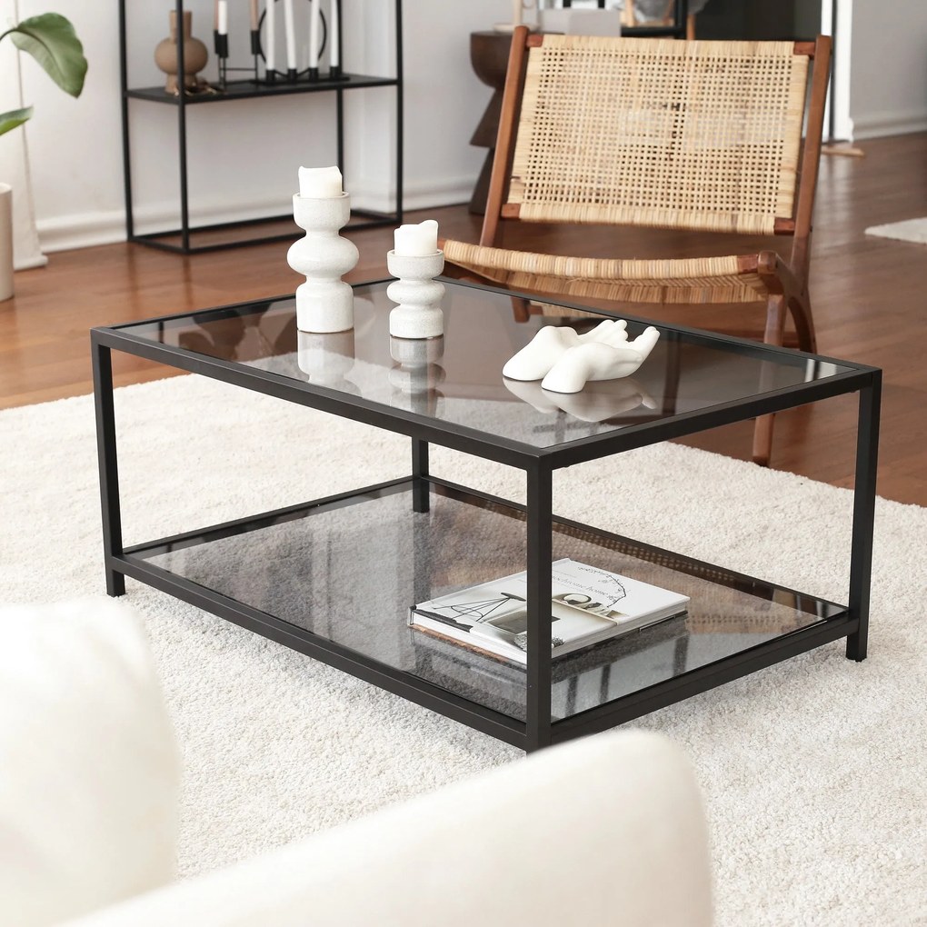 Mesa de Café Astro - Preto Fumado - 90x40x60 cm