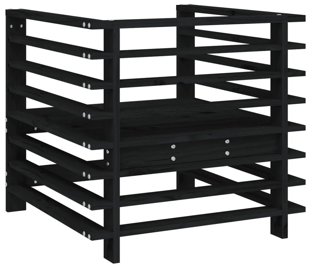 Cadeiras de jardim 2 pcs madeira de pinho maciça preto