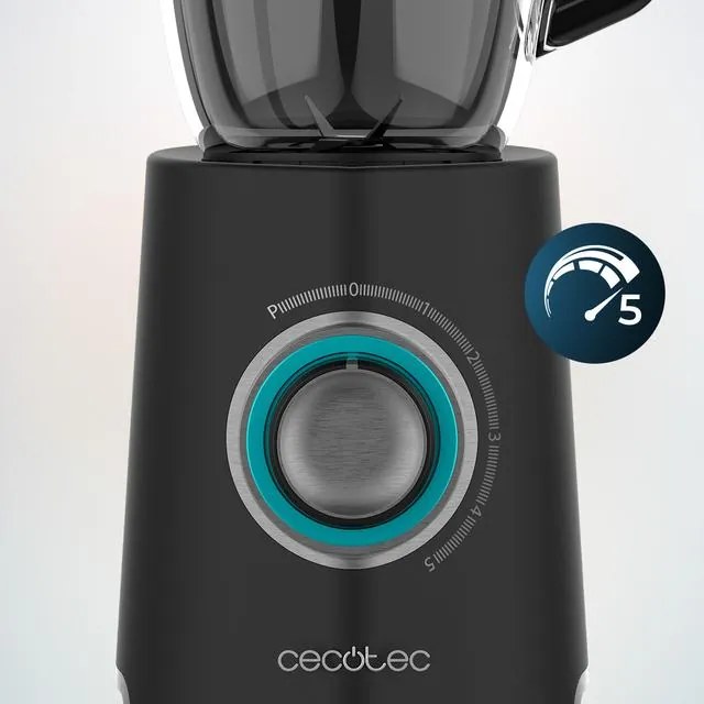 Liquidificador de copo com acabamentos em aço inoxidável de 2000 W Power Black Titanium 2000MAX Mix Go, lâmina com revestimento de titânio preto e 1,5