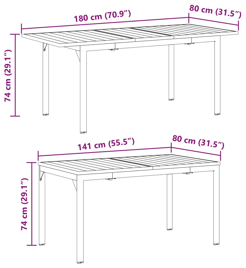 Conjunto de jantar de 9 peças em aço antracite