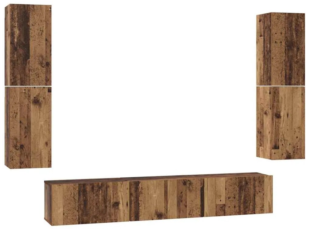 Conjunto de móvel de TV 7 pcs Madeira Antiga 80 x 30 x 30.5 cm