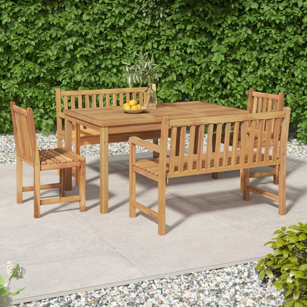 vidaXL 5 pcs conjunto de jantar p/ jardim madeira de teca maciça