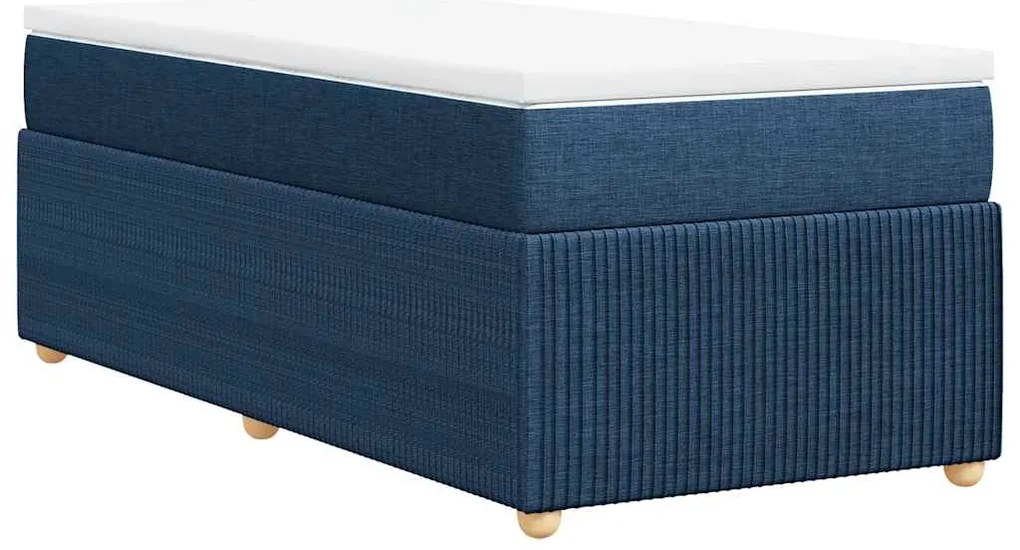 Cama com molas/colchão 80x200 cm tecido azul