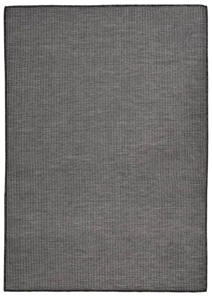 vidaXL Tapete de tecido plano para exterior 140x200 cm cinzento