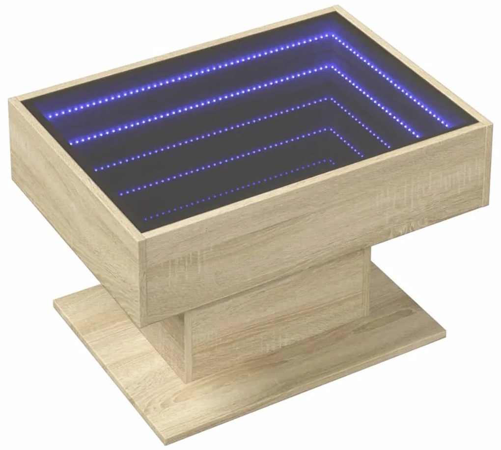 Mesa de centro c/ LEDs 70x50x45 cm derivados de madeira