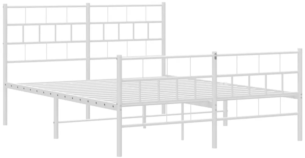 Estrutura de cama com cabeceira e pés 150x200 cm metal branco