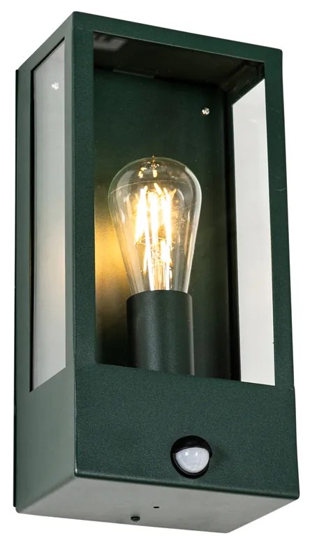 Candeeiro de parede exterior verde escuro com sensor de movimento IP44 - Rotterdam Industrial