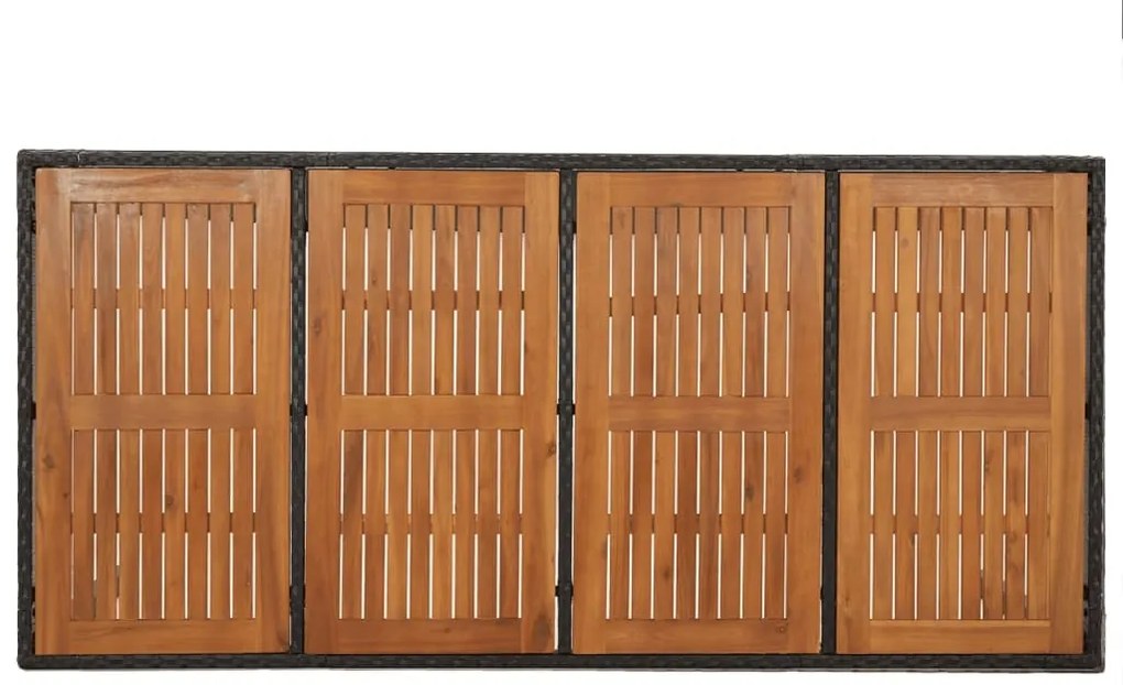 9 pcs conjunto de jantar p/ jardim c/ almofadões vime PE preto