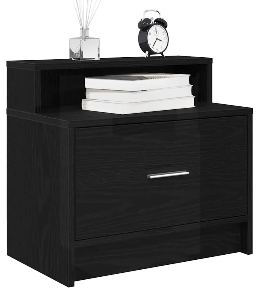 vidaXL Mesa de cabeceira com gaveta 51x31x47 cm carvalho preto