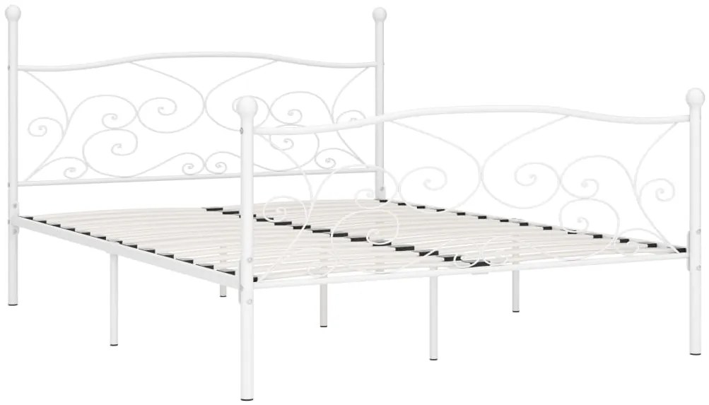 Estrutura de cama com estrado de ripas 180x200 cm metal branco