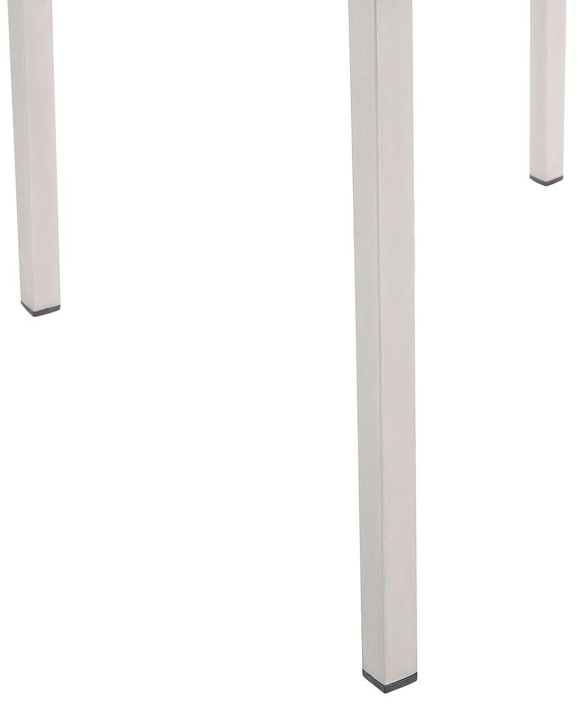 Conjunto de mesa com tampo triplo granito flameado preto 220 x 100 cm e 8 cadeiras rattan sintético GROSSETO Beliani