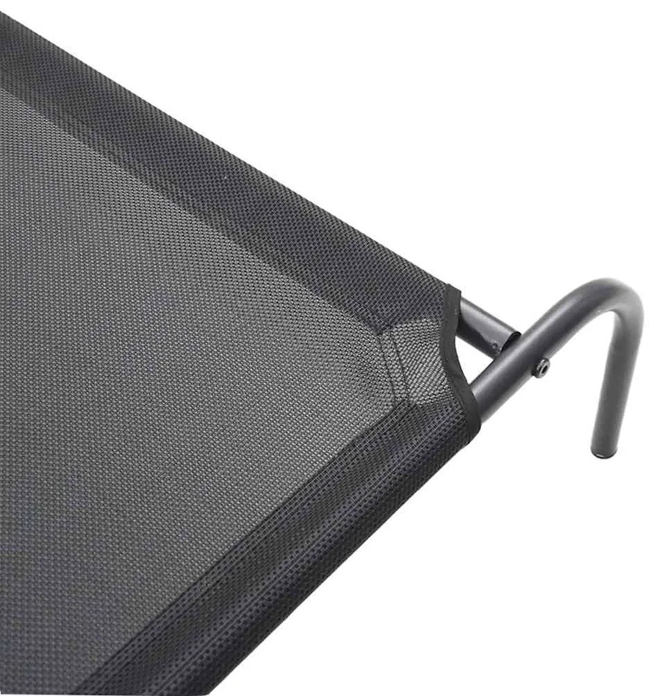 Cama para cães elevada 130x80x20 cm Textilene e aço preto