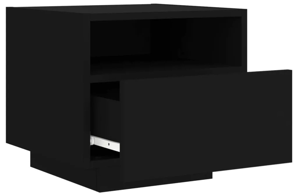 Mesa de cabeceira com luzes LED 40x39x37 cm preto