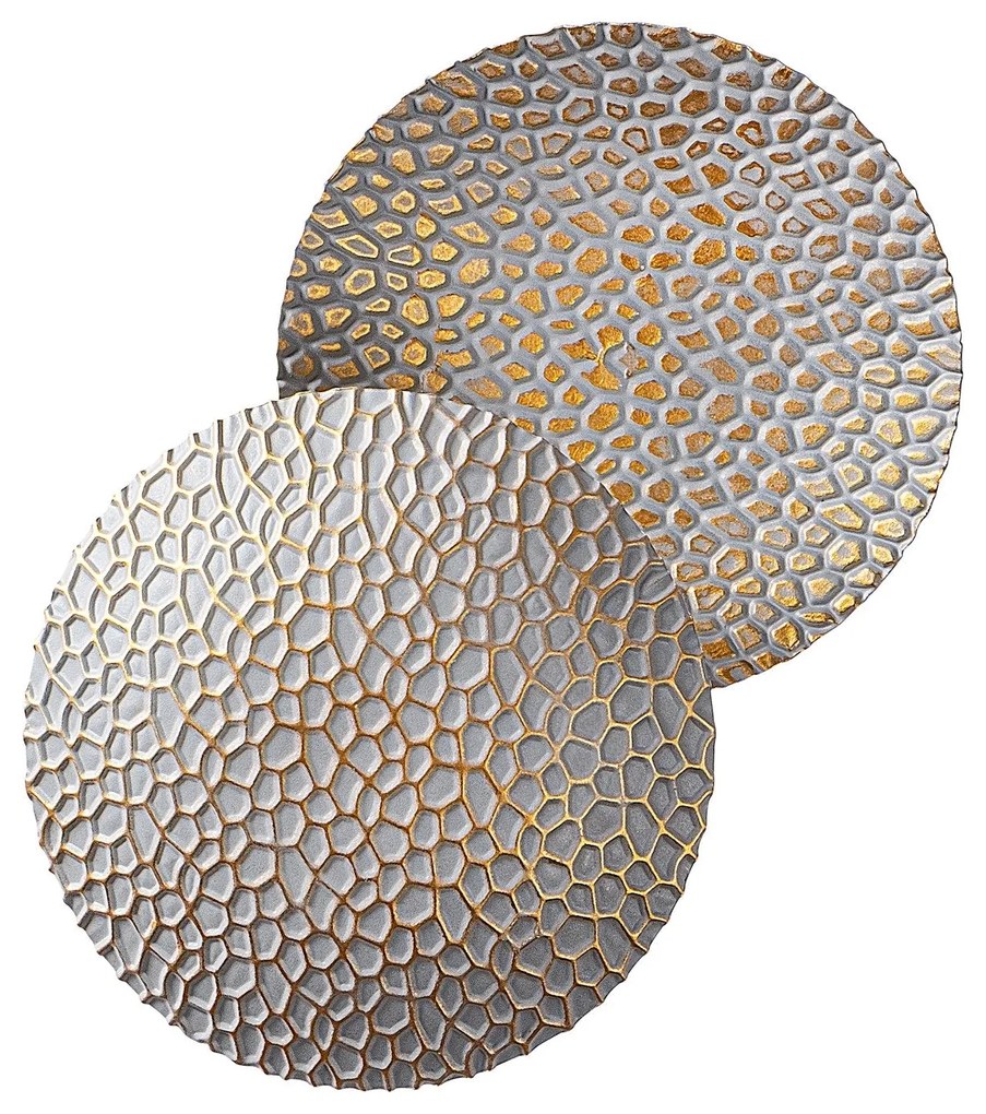 Candeeiro de Parede Yosma - Prateado e Dourado - 21cm x 21cm x 15cm