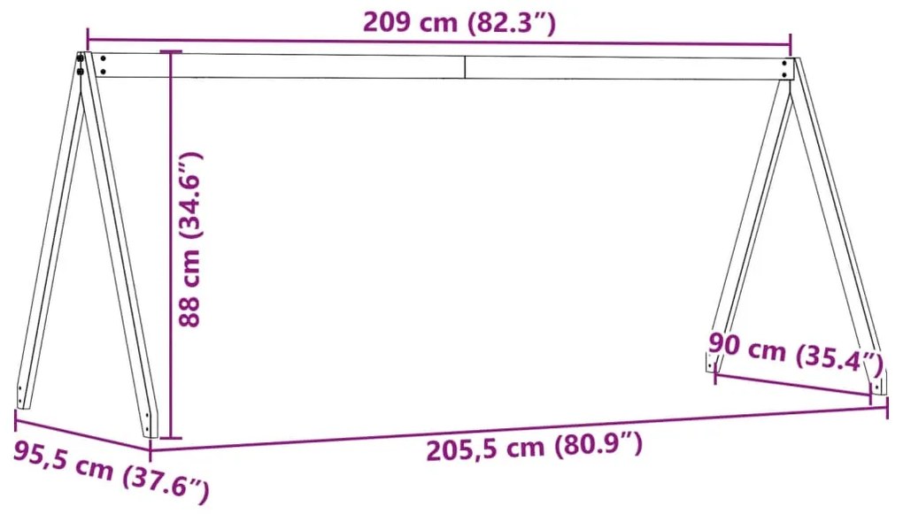 Telhado de cama infantil 209x95,5x88 cm pinho maciço branco