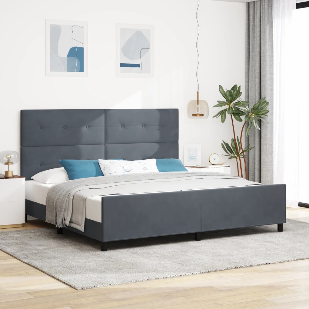 Cama vidaXL Cinza Escuro 200x200 cm Veludo