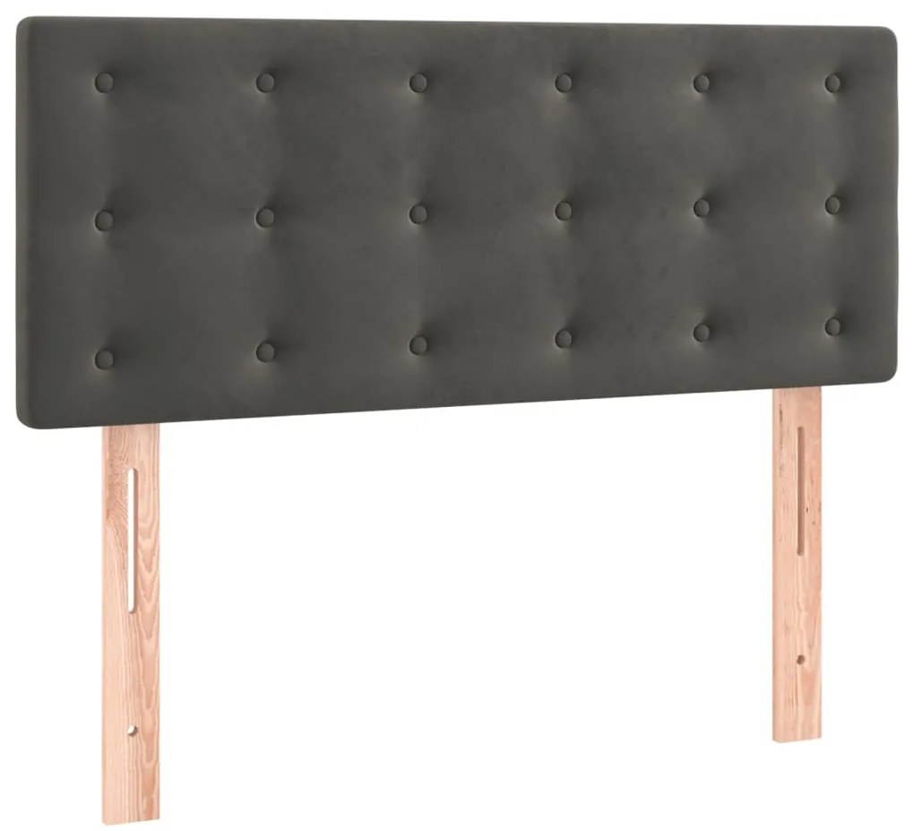 Cama box spring c/ colchão/LED 80x200 cm veludo cinzento-escuro