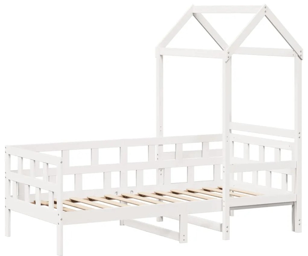 Sofá-cama c/ telhado 90x190 cm madeira de pinho maciça branco