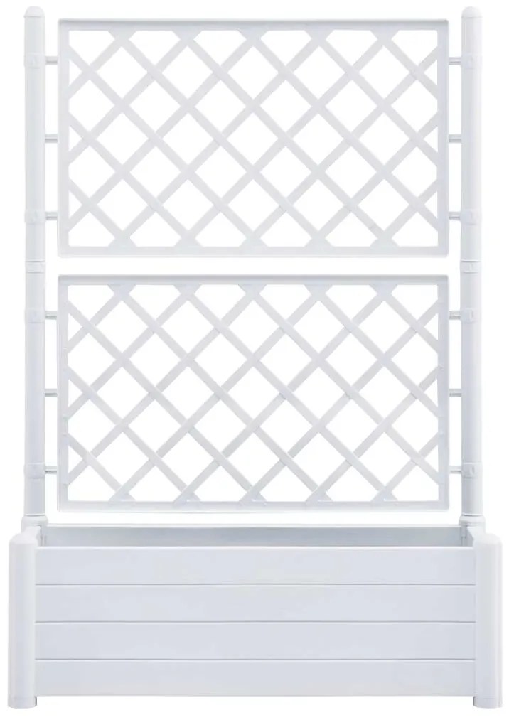 Vaso/floreira de jardim com treliça 100x43x142 cm PP branco