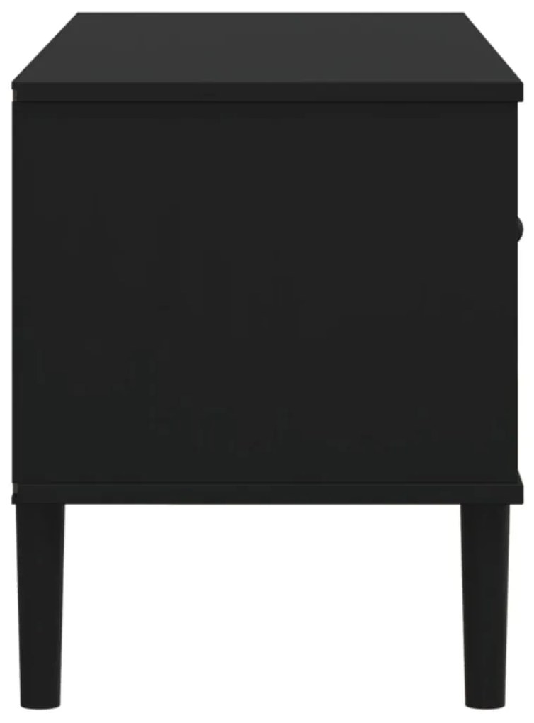 Móvel de TV SENJA aspeto vime 106x40x49 cm pinho maciço preto