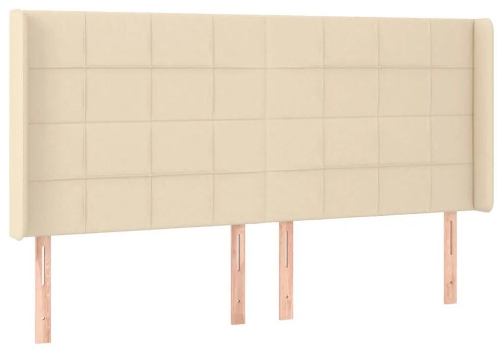 Cama box spring c/ colchão e LED 160x200 cm tecido cor creme