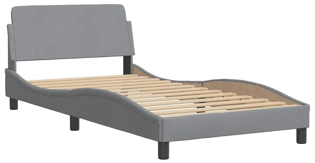 Estrutura de cama sem colchão 100x200 cm tecido cinzento-claro