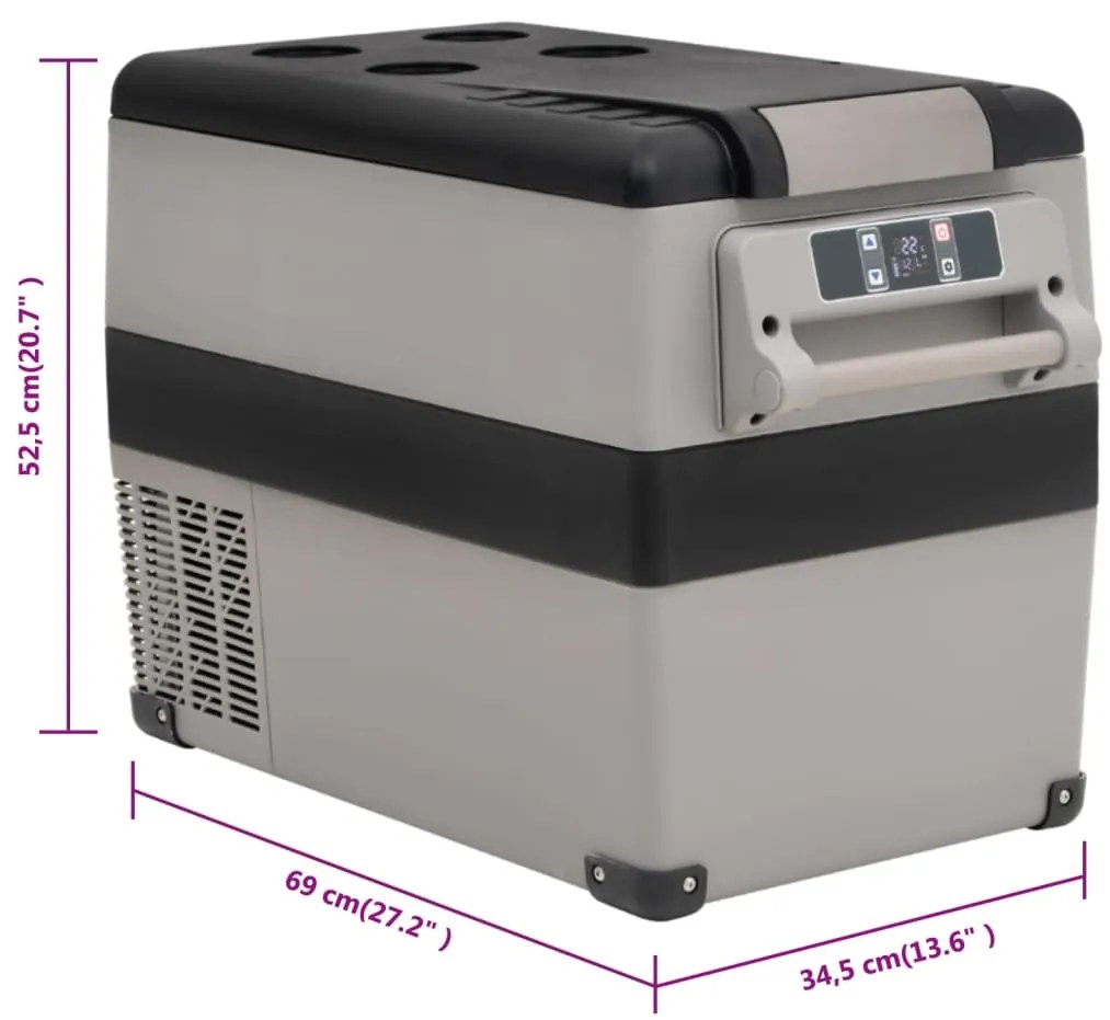 Mala térmica com pega 55 L PP e PE preto e cinzento