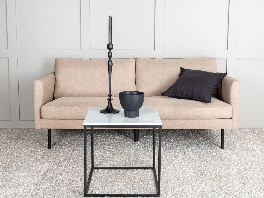 Sofá Fercame 100, Número de lugares: 3, Castanho claro, Preto, 180x80x78cm, 37 kg, Tecido, Pernas: Metal