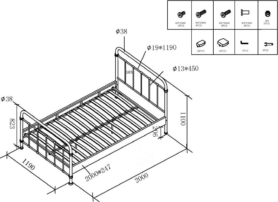 Cama Infantil NEW YORK 120x200CM + Estrado Branca