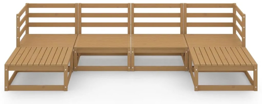 6 pcs conjunto lounge de jardim pinho maciço