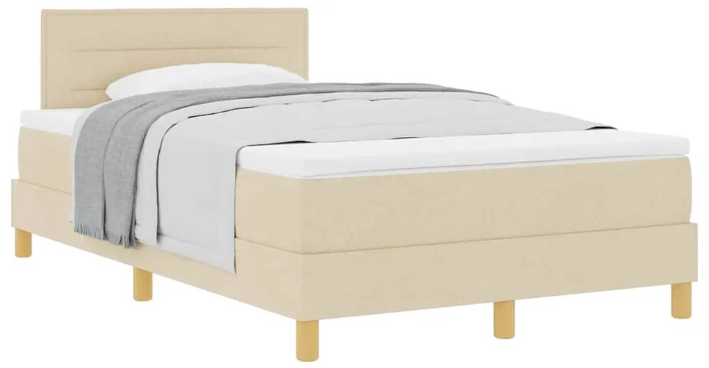 Cama Box Spring com Colchão Creme 120x200 cm Tecido