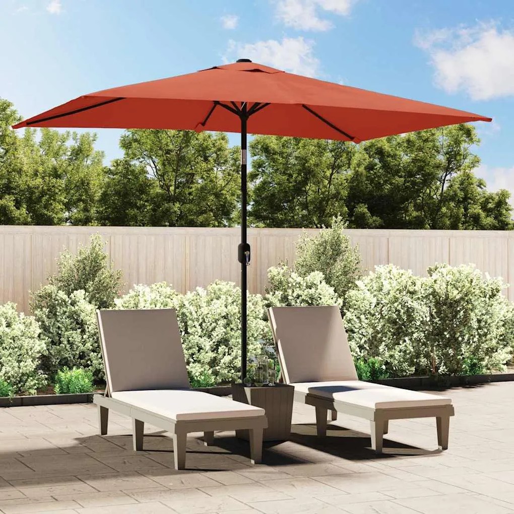 Guarda-sol de exterior com poste de metal 300x200 cm terracota