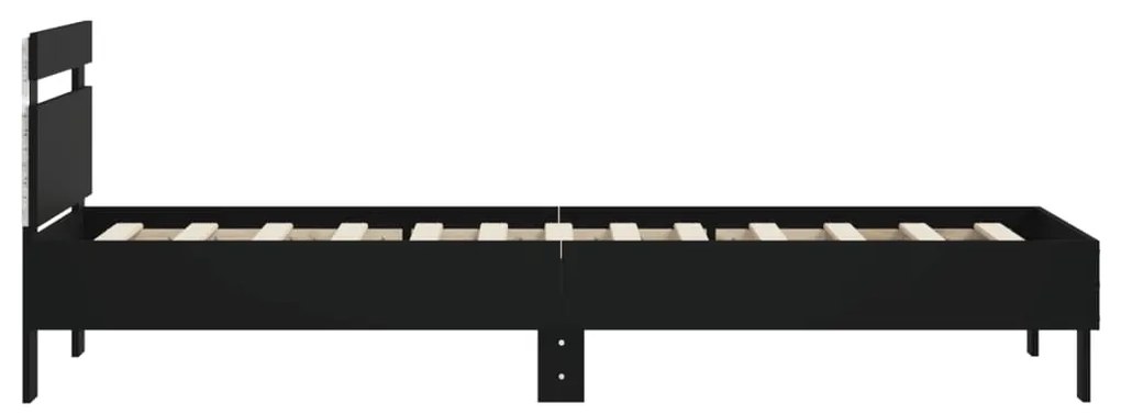 Estrutura de cama c/ cabeceira e luzes LED 90x190 cm preto