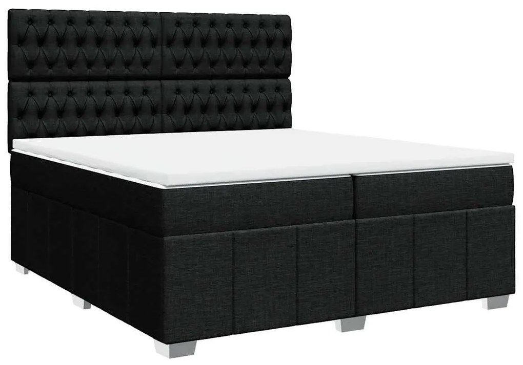 Cama com molas/colchão 200x200 cm tecido preto