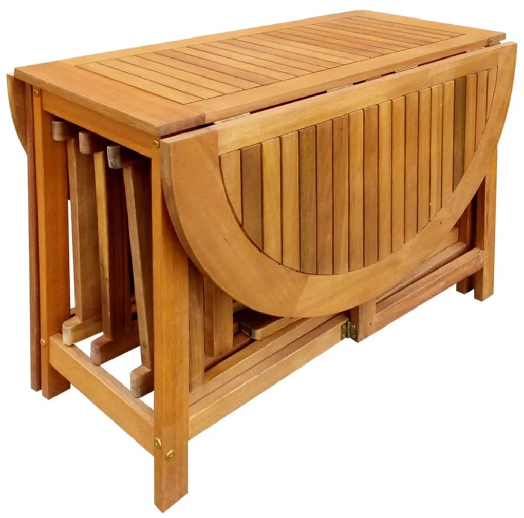 Conjunto de jantar dobrável p/ exterior 5 pcs acácia maciça