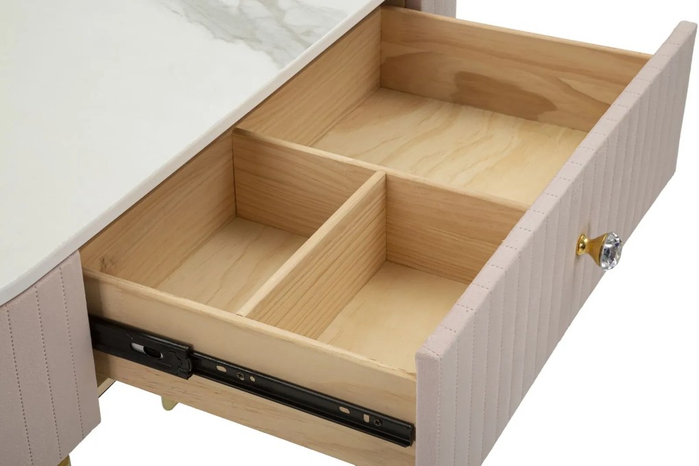 MESA CONSOLA MONTPELLIER 100X40X75 CM ROSA, DOURADO, BRANCO