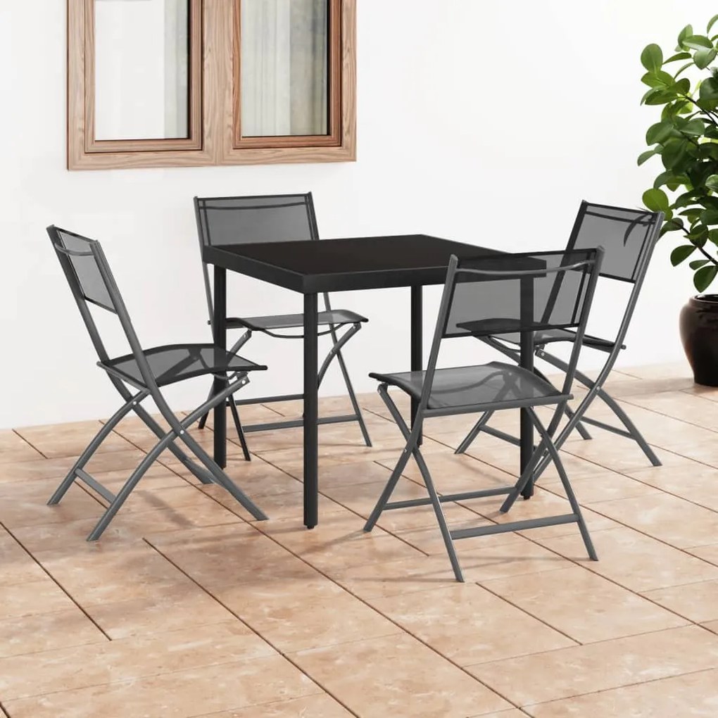 3073502 vidaXL 5 pcs conjunto de jantar para exterior aço
