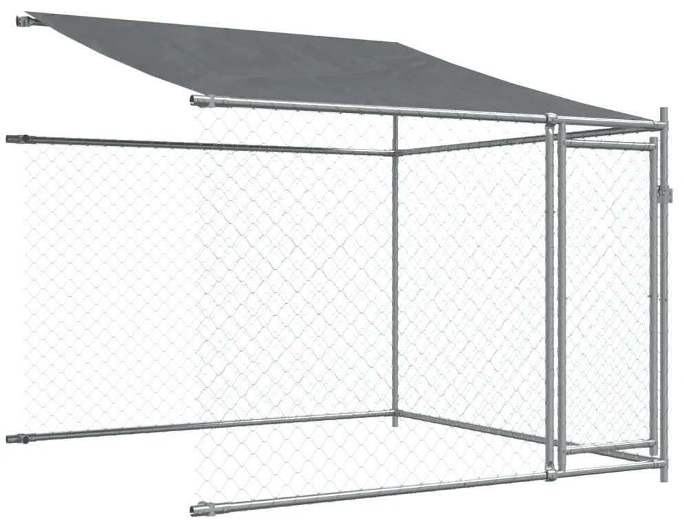 Jaula para cão com telhado/portas 4x2x2 m aço galvanizado cinza