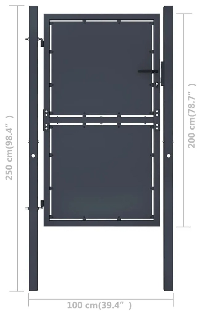 Portão de jardim 100x200 cm aço antracite