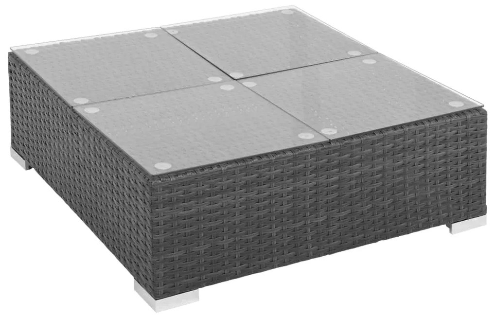 6 pcs conjunto lounge de jardim c/ almofadões vime PE preto